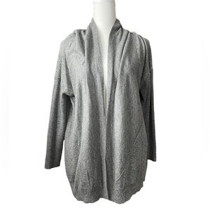 Eileen Fisher Weightless Wool Silk Speckle Origami Cardigan Gray Petite M